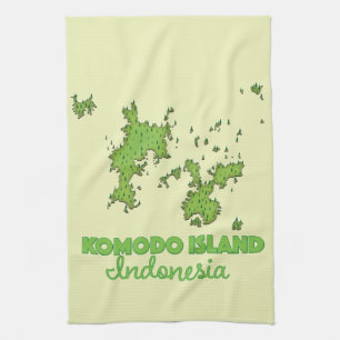Komodo-Insel Indonesien Karte Geschirrtuch