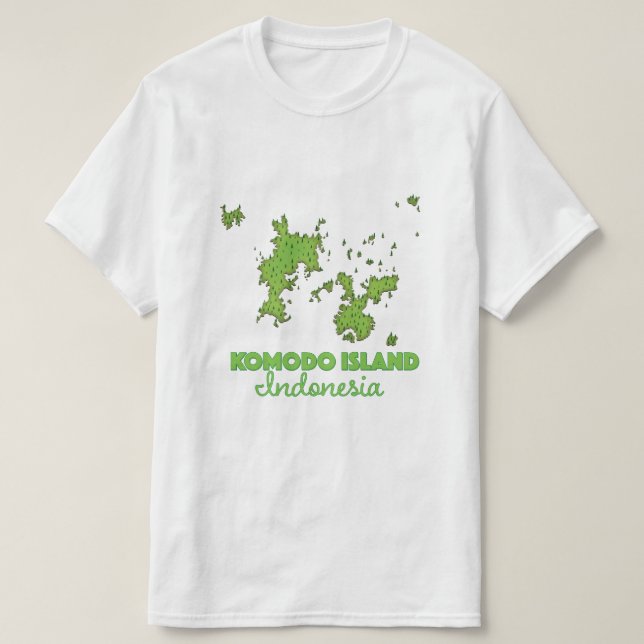 Komodo Insel Indonesien Karte T-Shirt (Design vorne)