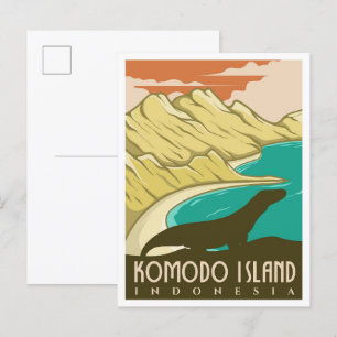 Komodo Insel Indonesien Vintage Travel Postkarte