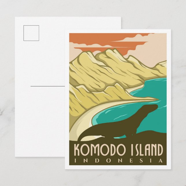 Komodo Insel Indonesien Vintage Travel Postkarte (Vorne/Hinten)