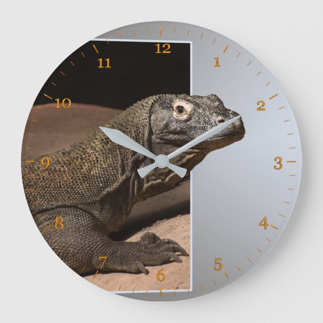 Komodo Island Monitordrache aus dem Rahmen Große Wanduhr (Vorderseite)