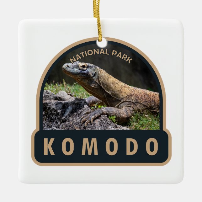 Komodo Nationalpark Indonesien Vintag Keramikornament (Vorderseite)
