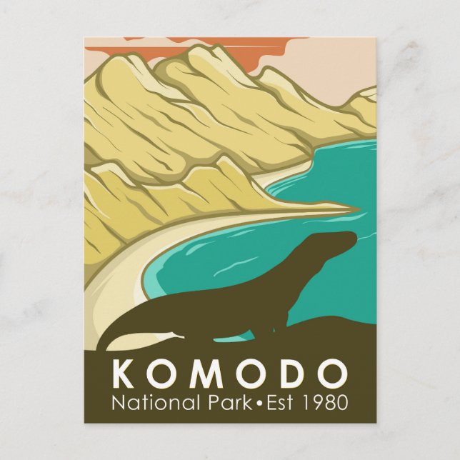 Komodo Nationalpark Indonesien Vintag Postkarte (Vorderseite)