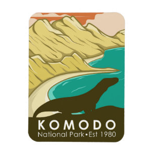 Komodo Nationalpark Indonesien Vintage  Magnet