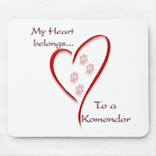 Komondor Heart Belongs Mousepad (Vorne)