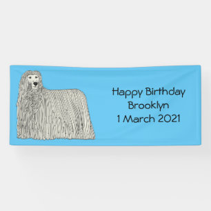 Komondor Hund Cartoon Illustration Banner