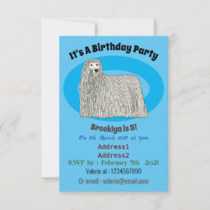 Komondor Hund Cartoon Illustration Einladung