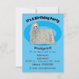 Komondor Hund Cartoon Illustration Einladung
