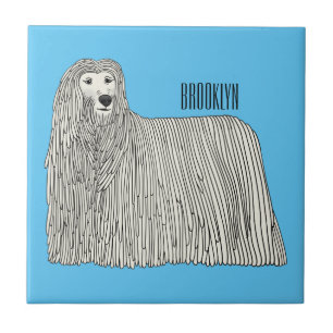 Komondor Hund Cartoon Illustration Fliese