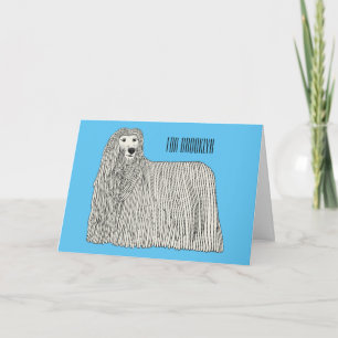 Komondor Hund Cartoon Illustration Karte