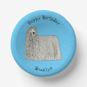 Komondor Hund Cartoon Illustration Pappteller