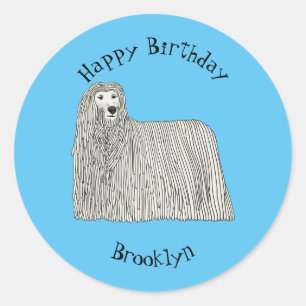 Komondor Hund Cartoon Illustration Runder Aufkleber