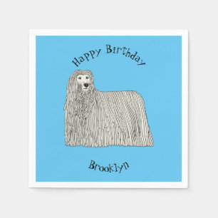 Komondor Hund Cartoon Illustration Serviette