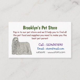 Komondor Hund Cartoon Illustration Visitenkarte