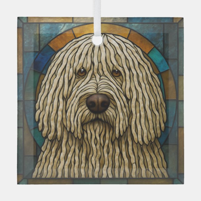 Komondor Hund "Festglas" Ornament Aus Glas (Vorderseite)