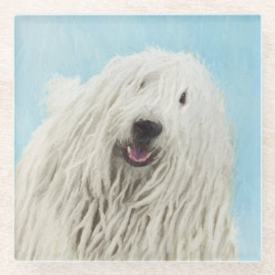Komondor-Malerei - Niedliche Original-Hunde-Kunst Glasuntersetzer