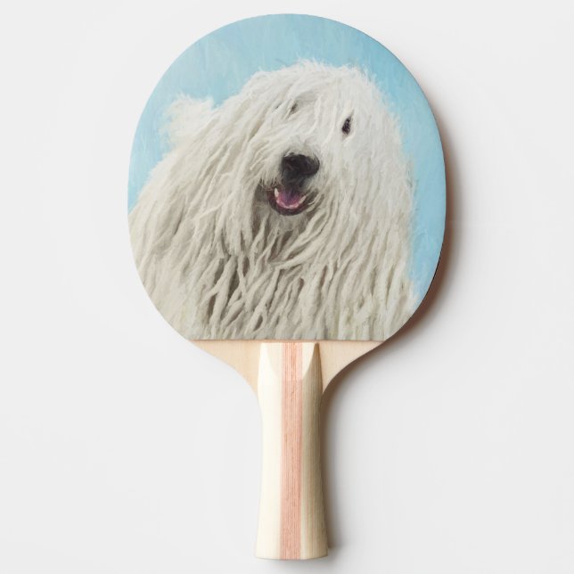 Komondor-Malerei - Niedliche Original-Hunde-Kunst Tischtennis Schläger (Vorderseite)
