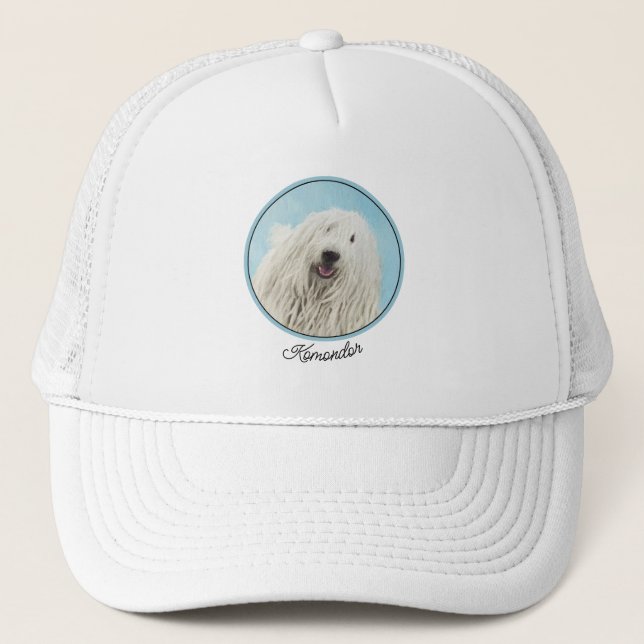 Komondor-Malerei - Niedliche Original-Hunde-Kunst Truckerkappe (Vorderseite)