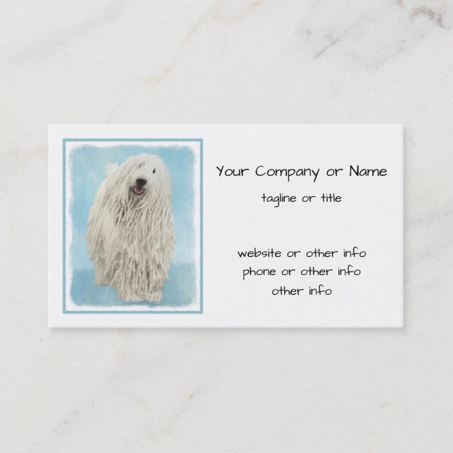 Komondor-Malerei - Niedliche Original-Hunde-Kunst Visitenkarte (Vorderseite)