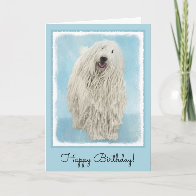 Komondor Painting - Cute Original Dog Art Karte (Vorderseite)