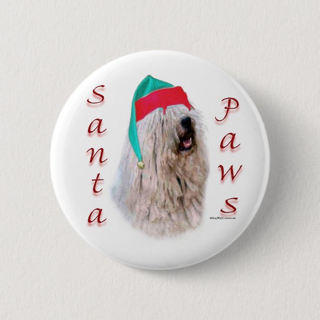 Komondor Santa Paws Button (Vorderseite)