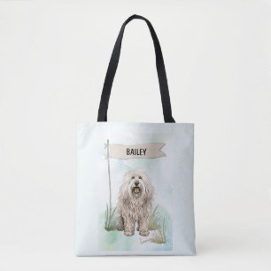 Komondor Wasserfarbe Personalisierter Hund Tasche