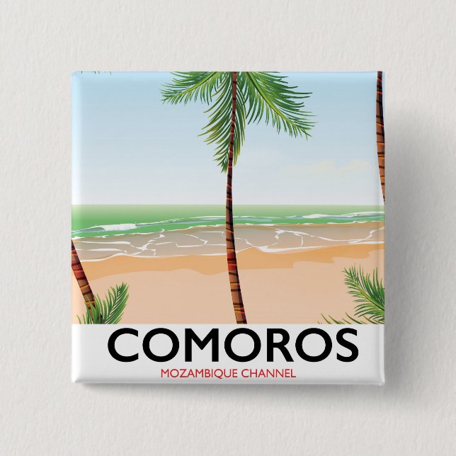 Komoros Insel Urlaub Poster. Button (Vorderseite)