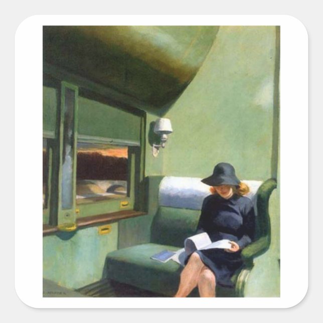 Kompartiment C Auto Edward Hopper Quadratischer Aufkleber (Vorderseite)