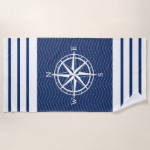 Kompass auf Blau mit weißen Streifen
