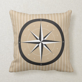 Kompass| Beige schwarze Muster Kissen