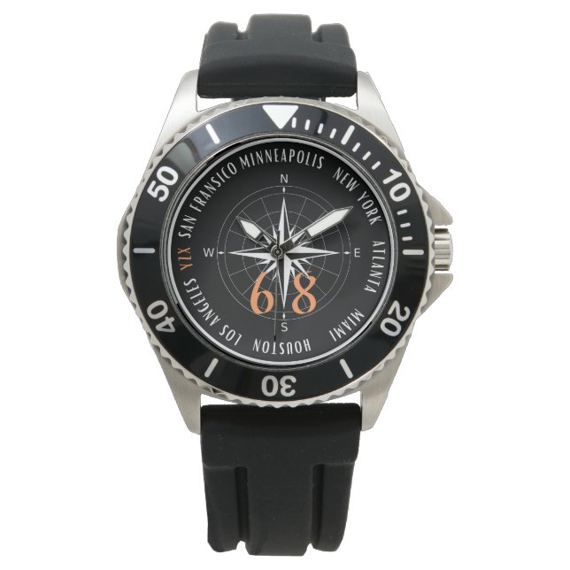 Kompass für amerikanische Städte Armbanduhr (Vorderseite)
