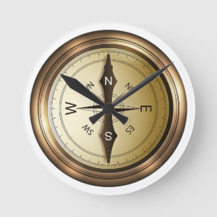 Kompass-Norden-Südostwesten Runde Wanduhr