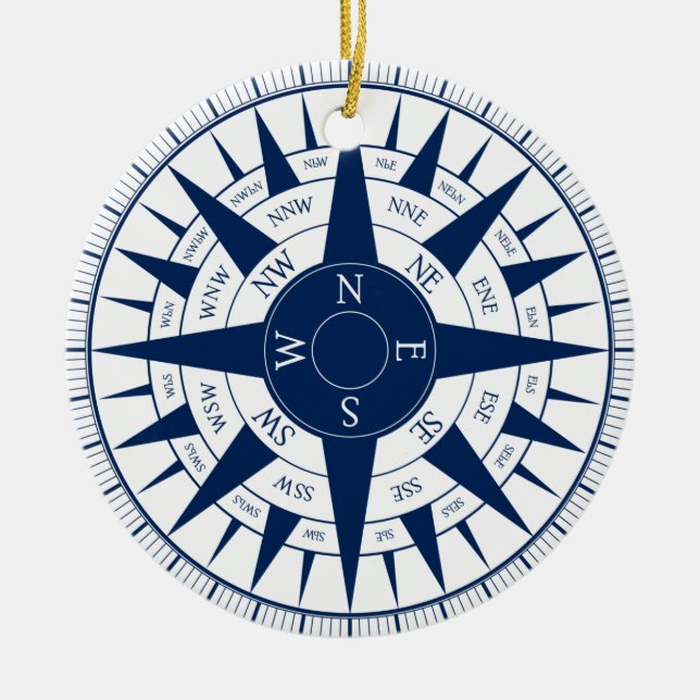 Kompass-Rose Keramik Ornament (Vorne)