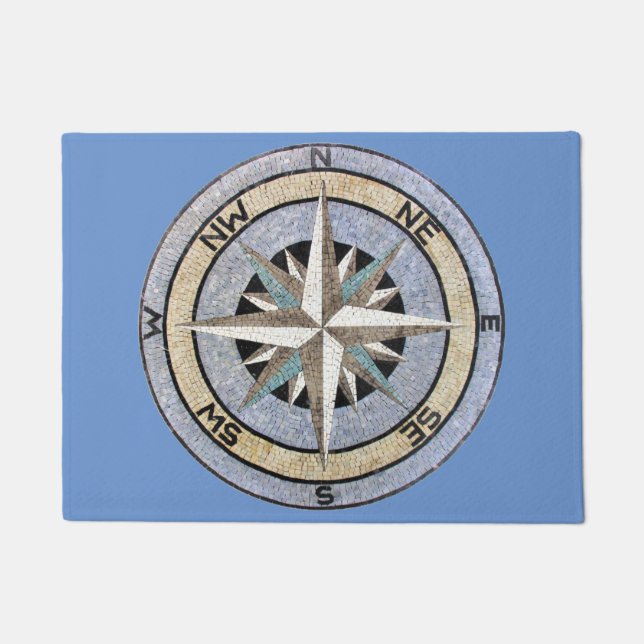 Kompass-Rose Nautical Mosaik Design Fußmatte (Vorderseite)