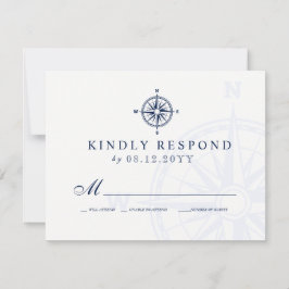 Kompass-Rose | Nautical Wedding RSVP Karte