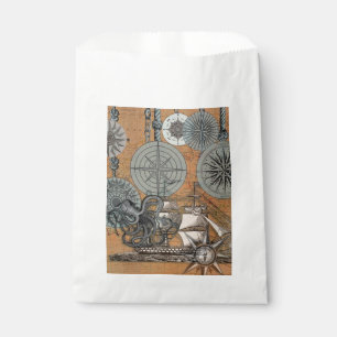 Kompass-Rose Vintages Nautical Octopus-Schiff Geschenktütchen
