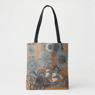 Kompass-Rose Vintages Nautical Octopus-Schiff Tasche