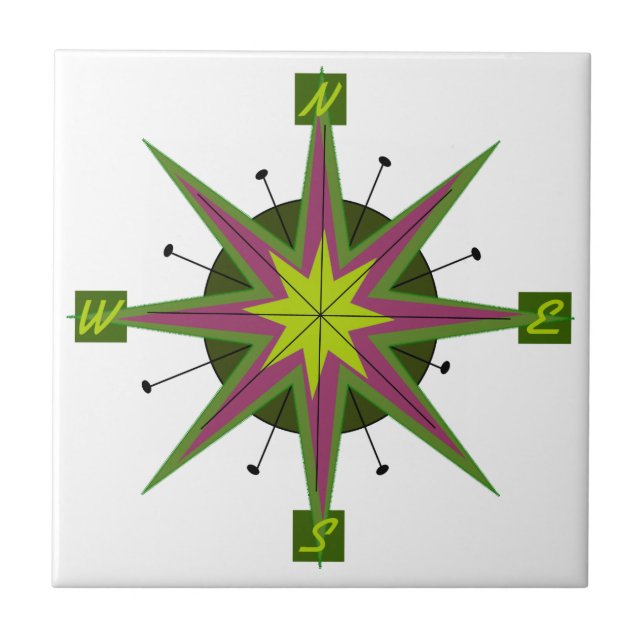 Kompass-Schräg-Design Fliese (Vorderseite)