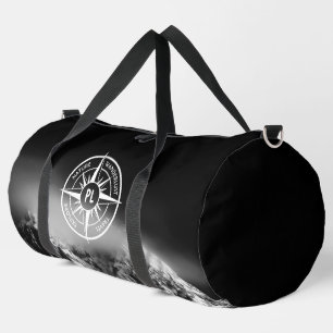 Kompass-Sternemblem monogramm dramatische Berge Duffle Bag