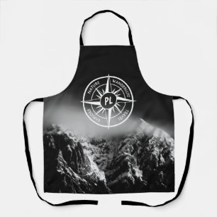 Kompass-Sternemblem monogramm dramatische Berge Schürze