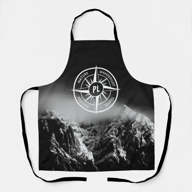 Kompass-Sternemblem monogramm dramatische Berge Schürze (Vorderseite)