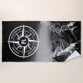 Kompass-Sternemblem monogramm dramatische Berge Strandtuch