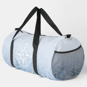 Kompass-Sternemblem monogramm Winterfichtenwald Duffle Bag