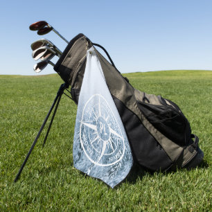 Kompass-Sternemblem monogramm Winterfichtenwald Golfhandtuch
