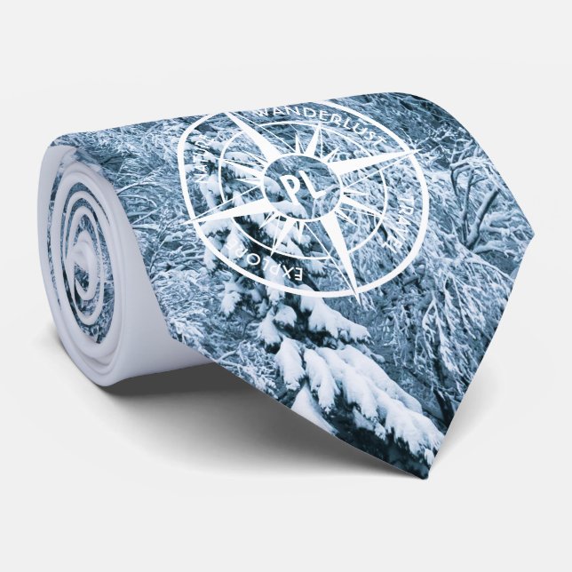 Kompass-Sternemblem monogramm Winterfichtenwald Krawatte (Gerollt)