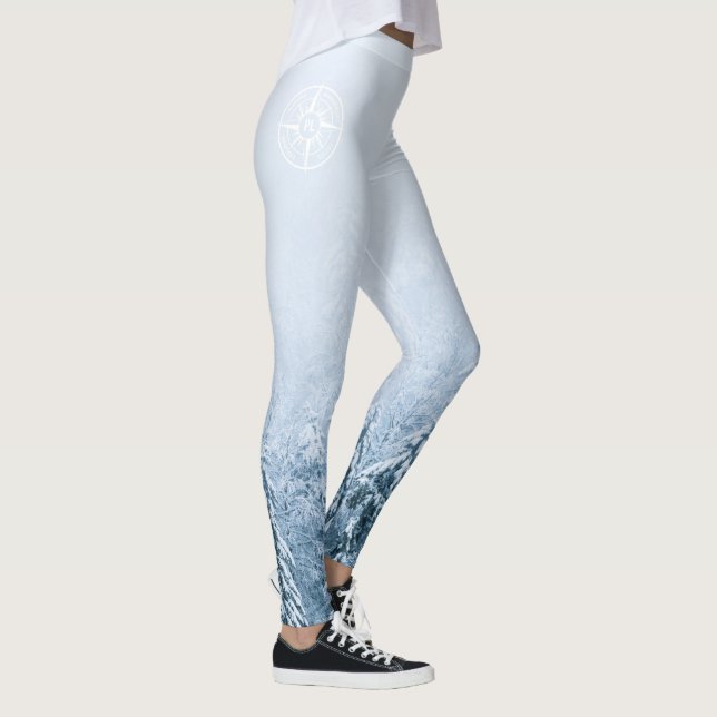 Kompass-Sternemblem monogramm Winterfichtenwald Leggings (Rechts)
