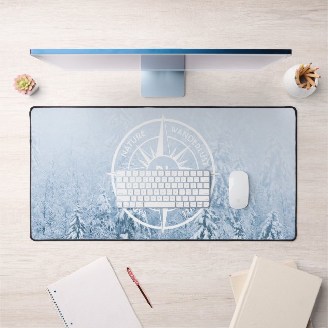 Kompass-Sternemblem monogramm Winterfichtenwald Schreibtischunterlage (Büro 1)
