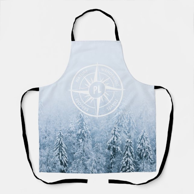Kompass-Sternemblem monogramm Winterfichtenwald Schürze (Vorderseite)