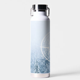 Kompass-Sternemblem monogramm Winterfichtenwald Trinkflasche