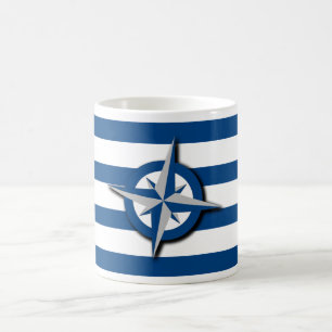 Kompass und Streifen Muster Inspiriert Kaffeetasse